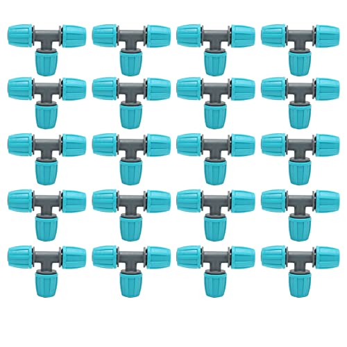 Pssopp 20 Stück Tröpfchenbewässerungs T Verbinder Tropfbewässerung Sprinkler 16mm T Steckverbinder für Tropfschlauch Erweiterungsstück von Pssopp