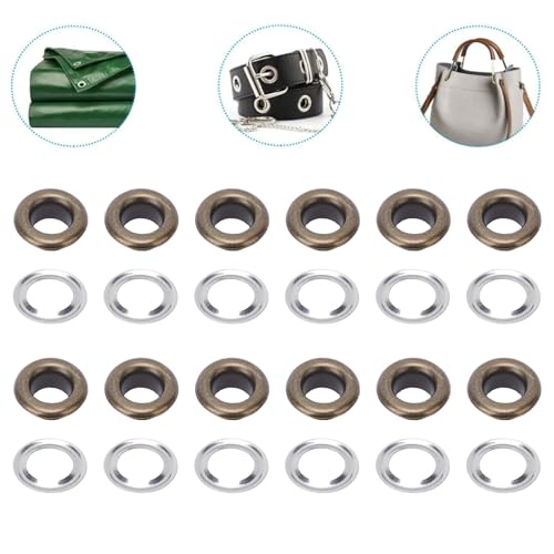 Pssopp 300 Set Grommet Ösen, Edelstahl Einfache Installation Multifunktion Ale Nähen Ösen mit Unter Leg Scheiben für Leder Handwerks Stoffe Sandalen (8mm) (Bronze) von Pssopp