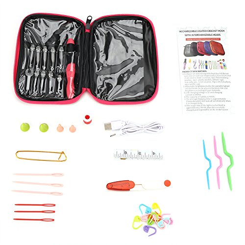 Pssopp 40 Stück Häkelnadel LED beleuchtet Häkelnadelset USB Aufladbare LED Häkelnadeln Stricknadeln Werkzeuge Kits Set Zubehör Pssopp 40 Stück Häkelnadel LED beleuchtet Häkelnadelset USB Aufladbare LED Häkelnadeln Stricknadeln Werkzeuge Kits Set Zubehör von Pssopp