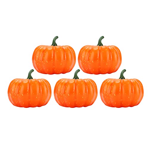 Pssopp 5 STÜCKE Mini Künstliche Kürbisse Kunststoff Orange Ernte Kürbisse für Halloween Herbst und Thanksgiving Dekoration von Pssopp