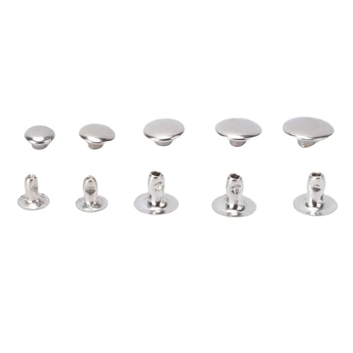 Pssopp 500 Sets Ledernieten Kits, 500pcs 6 Mm Bis 10 Mm Metallkappe Nieten mit 8x6mm Stollen für Bastelkleidung Stoffschuhbeutel Dekoration (SILVER) von Pssopp