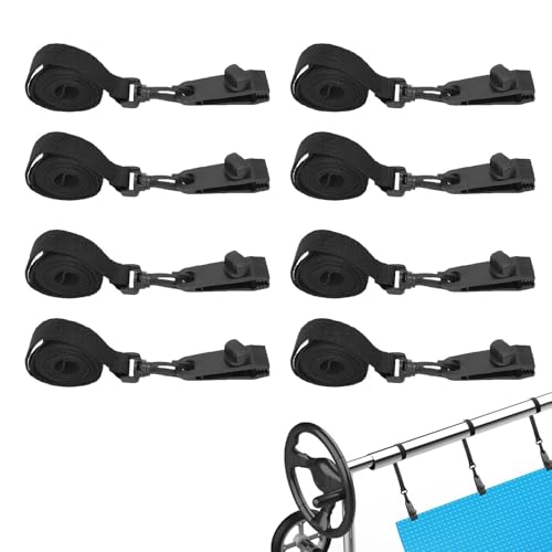 Pssopp 8er-Set Solarabdeckungs-Rollen-Deckengurt-Clips, Solardeckengurt-Kit Poolabdeckungs-Rollengurt für Eingebaute Schwimmbecken von Pssopp