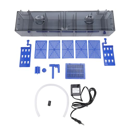 Pssopp Aquarium Hängen Am Filter, Einstellbares Eimer -Design Fünf Gitterfiltrationen Wasserfall Progressive Fischteich Hängende Filtrationskit für Süßwassersalzwasser (EU-Stecker 220V) von Pssopp