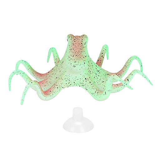 Pssopp Aquarium Künstliche Octopus Decor Fluoreszierende künstliche Octopus Aquarium Ornamen Silikon Aquarium Künstliche Octopus Dekoration Fisch Tank Dekoration(Grün) von Pssopp