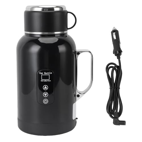 Pssopp Auto-Wärmeflasche, Verstellbarer Reise-Autowasserkocher aus Edelstahl mit LED-Temperaturanzeige für Tee und Kaffee auf der Autoreise von Pssopp