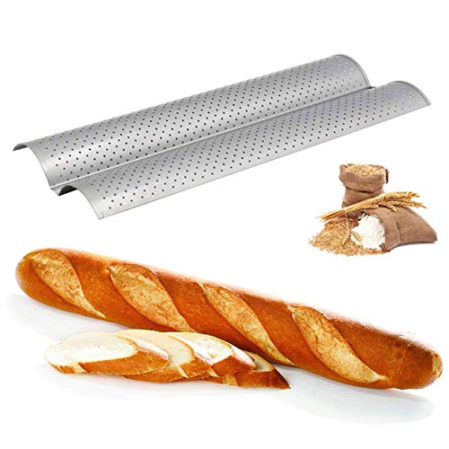 Pssopp Baquette Blech 2-fach Backform Baguettepfanne aus Edelstahl 2 Wellen Brotlaibe Backform Baguetteform, 38 X 16,2 X 2,4cm (Wie gezeigt) von Pssopp