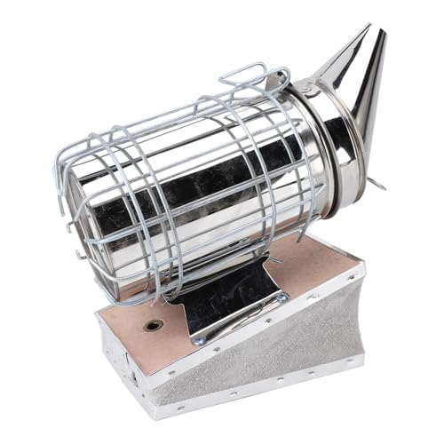 Pssopp Bienenstock-Raucher, Edelstahl-Imkerei-Ausrüstung mit Holzgriff für Sichere Imkerei und Bienenstock-Management (Silver) von Pssopp