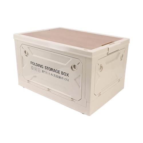 Pssopp Campingbox Aufbewahrungsbox mit Deckel 50L Campingbox Zusammenklappbare Aufbewahrungsbox Outdoor Camping Faltbox für Reisen im Freien, Camping, Familie (Grau-weiß) von Pssopp
