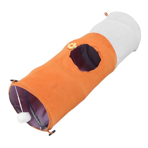 Pssopp Cat Play Tunnel mit Spielzeug, Oxford Stoffstahldraht Zusammenklappbarer Kaninchen -Röhrchen -Tunnel für Innenkätzchen Welpen Kleine Haustiere (s) von Pssopp