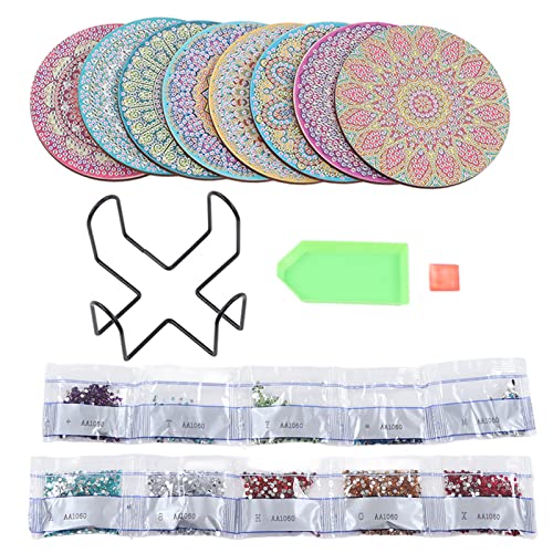 Pssopp Diamant Kunst Untersetzer Strassmalerei Untersetzer DIY Mandala Untersetzer Mehrfarbige Untersetzer mit Halter für Kaffeetasse Weinglas (AA1060) von Pssopp