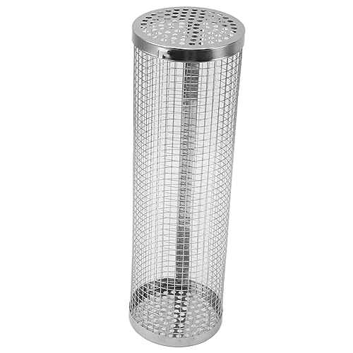 Pssopp Edelstahldraht -Netzzylinder -Grillkorb mit Gabelhaken für BBQ Fire Pit (Großgröße (24x18,5 cm / 9,4x7,3in)) von Pssopp
