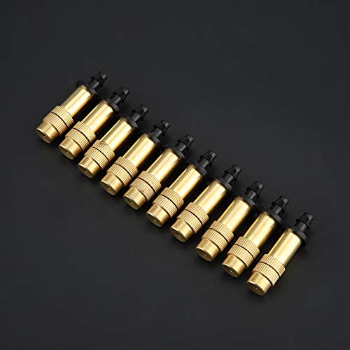 Pssopp Einstellbare Kupferwasser -Nebeldüsen -Sprinklerkopfdüse, 10pcs mit 4/7 mm Schlauchanschluss, Gewächshaus Sämlinge, Balkon, Gewächshaus, Kühlung, Einfache Konnektivität, Einfach Sauber von Pssopp