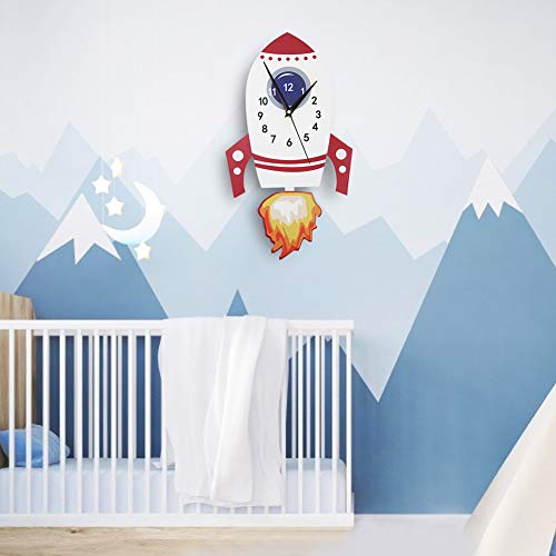 Pssopp Einzigartige Kinder-Pendel-Wanduhr mit Super-Stummschaltung, niedliches Cartoon-Design, tragbar und praktisch von Pssopp