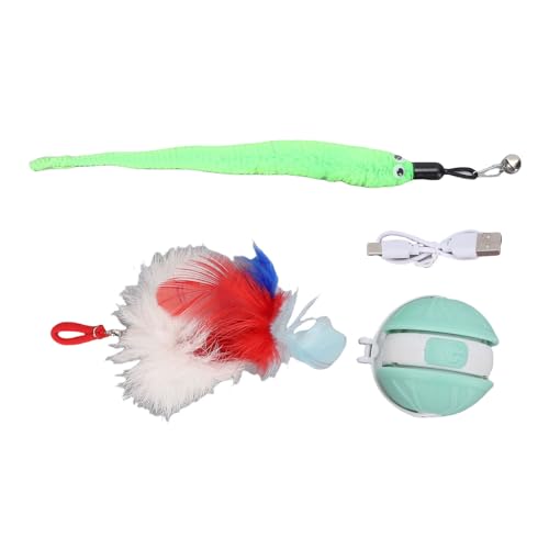 Pssopp Elektrische Automatische Rolling Hundekugel, Plastik Smart Interactive Kätzchen Spielzeugball mit Federschwanz für Home Cat Cafe (Green) von Pssopp