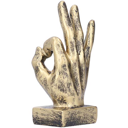 Pssopp Finger Statue Geste Skulptur Harz Finger Statue Hand Geste Schreibtisch Statuen Fingerskulptur Dekor Desktop Ornamente(Kupfer) von Pssopp