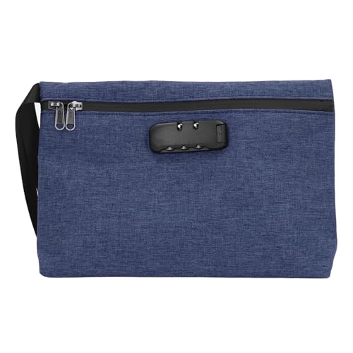 Pssopp Geruchssichere Tasche mit Zahlenschloss, Abschließbare wasserdichte Geldtasche, Zubehörtasche für Bargeld, Reisen, Bankeinlagen (Navy blau) von Pssopp