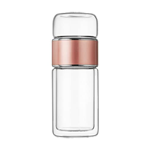 Pssopp Glas Tee Ei Flasche Tee Ei Flasche Doppelschichtiges Glas Tee Ei 430 Ml für Zuhause (Roségold) von Pssopp