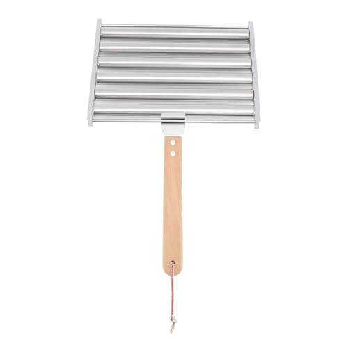 Pssopp Heiße Edelstahl -Hundewalze, 6 -bar Design Barbecue Werkzeuge für Außengrill, Tragbares Wurstwalzenraster für Partys und Camp (Großgröße (24x18,5 cm / 9,4x7,3in)) von Pssopp