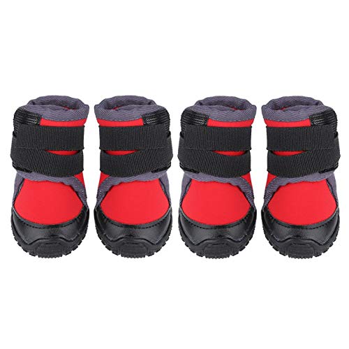 Pssopp Hundeschuhe Pfotenschutz Hundestiefel Anti-Rutsch Hundeschuhe wasserdichte Hund Schuhe Outdoor Sportschuhe für mittlere und große Hunde Zum Jagen Gehen(#45-Rot) von Pssopp