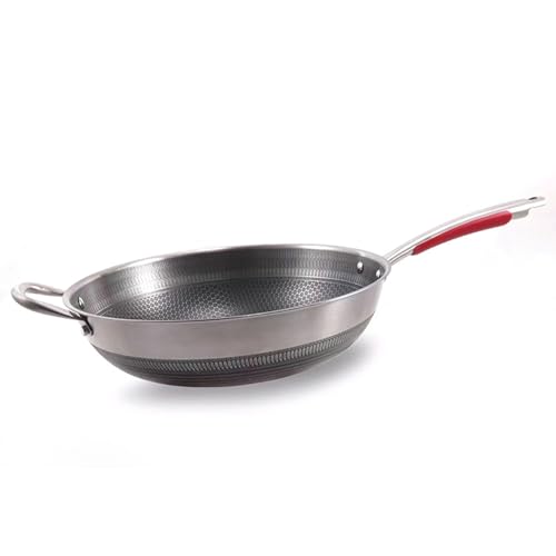 Wokpfanne Induktion 34 cm, Antihaftbeschichtung Wok Induktion, Wok Pfanne mit Rundem Boden Bratpfannen, kompatibel mit allen Kochern (34 cm) von Pssopp
