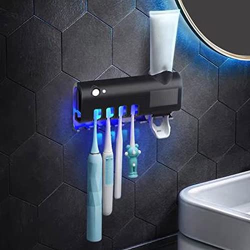 Pssopp Intelligenter Zahnbürstenhalter, Multi-Slot--Zahnbürstenhalter ohne Stanzen, Doppelte Reinigung für Badezimmer (Schwarz) von Pssopp