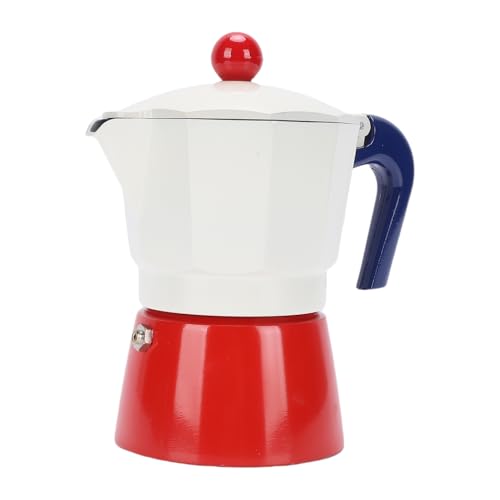 Pssopp Italienischer Espressomaker, 150 Ml 3 Tassen Aluminium -Herd -Espresso -Topf für Kubanische Kaffee Home Brewing Camping -Nutzung (Blau und rot) von Pssopp