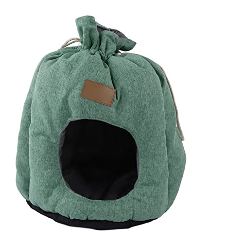 Pssopp Katzenschlafsack Komfortables Katzennest Selbsterwärmender Kitty Sack mit Kordelzug Design Elfenbeinweiß für Haustiere(Universe Tasche-Olivgrün) von Pssopp