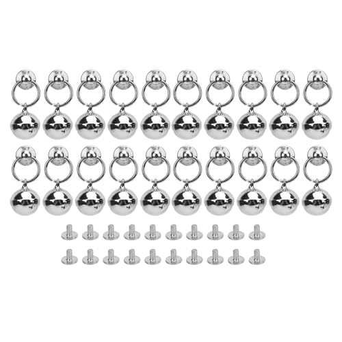 Pssopp Lederhandwerksnieten Kit, 20 Sets 14mm Glockennieten mit 9,5 X 7,5 Mm Ziehenringen 7,5 Mm Kreuzschrauben für Lederbearbeitungszubehör (SILVER) von Pssopp