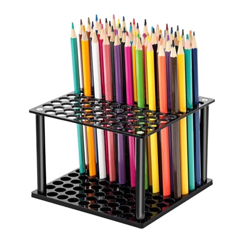 Pssopp Makesup Pinselhalter, 96 Slots Kunststoffmarker -Ständer Acryl Lippenstift Makes up Organisator Hülle Stellspeicher für Waschtisch -Arbeitsplatte (BLACK) von Pssopp