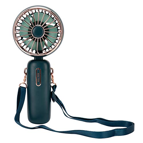 Pssopp Mini Tragbarer Tischkühlerlüfter, Spiral 4 Blatt -Handheld -Lüfter mit 3 Einstellbaren Windgeschwindigkeiten, Abnehmbarer Lanyard 4800mAh Batterie für den Innenraum Im Freien (GREEN) von Pssopp