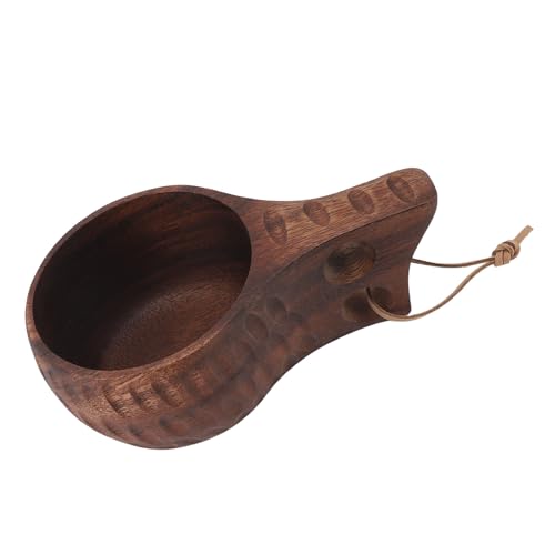 Pssopp Multifunktionale Holztasse, Einzigartige Handwerkskunst, Trinkbecher für Kaffee, Tee, Milch, Getränke zu Hause oder Als (Dunkles Holz) von Pssopp