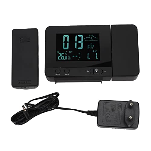 Pssopp Projektionswecker, Elektronische LED-Uhr mit Schlummerfunktion, 8 Farben mit Hintergrundbeleuchtung, Verstellbarer Spiegel, Digitaler Schreibtischwecker mit Temperaturanzeige von Pssopp