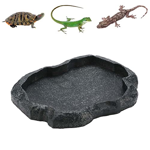 Reptile Rock Food Dish Trinkschale Wassernapf Reptile Feeder Bowl Pet Feeder Dish für Tortoise Lizard Gecko Chameleon(M Grün) von Pssopp
