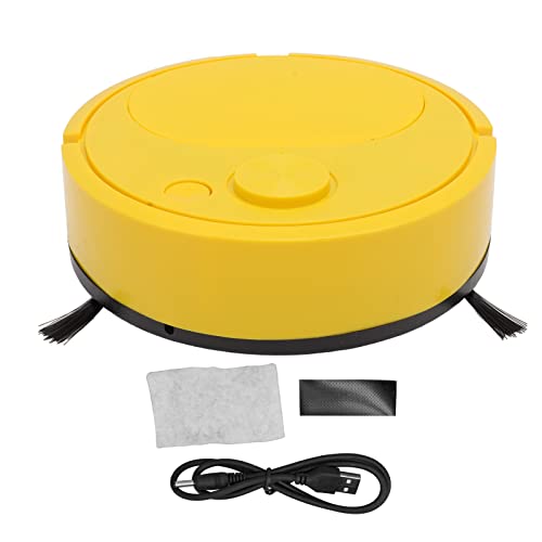 Pssopp Smart Sweeper Robot Staubsauger Mini Smart Sweeping Robot Automatische Kehrmaschine mit USB Aufladung für Steinböden Keramikfliesen Weiche Decken Marmorböden (Gelb) von Pssopp