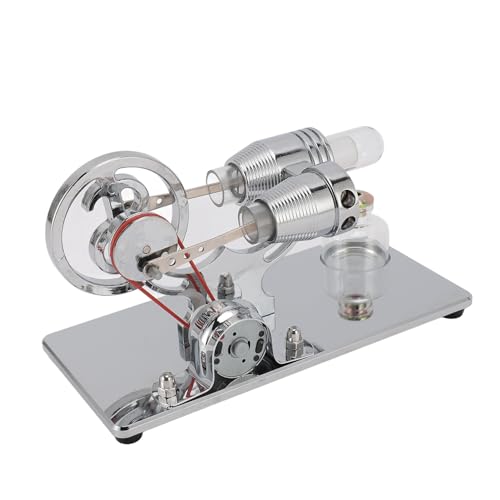 Pssopp Stirlingmotor-Modell mit LED-Glühbirne, Langlebiges Material, Einfache Bedienung, Langlebig, Starke Verpackung für Naturwissenschaftliche Projekte für, Körperliches und (Silver) von Pssopp