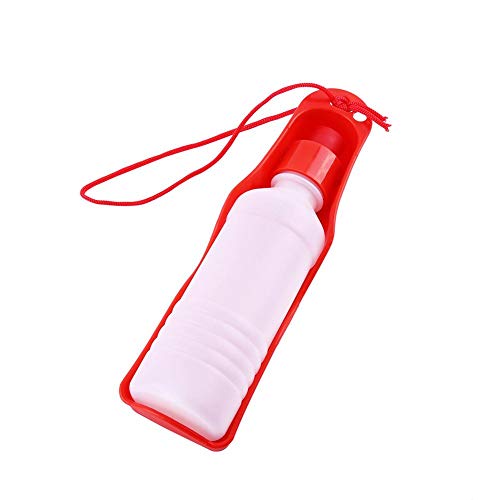 Pssopp Trinkflasche Hunde Reise Trinkwasserflasche 250 ml / 500 ml Tragbare Haustier Reise Wasserflasche Hunde Katzen Wasserspender Faltbar Hundetrinkflasche (250ml-rot) von Pssopp