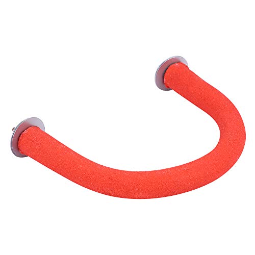 Pssopp U -Form -Papageienspielzeug, Natürlicher Quarz Sandholz Barsch Stand für Nagel, Schnabeltrimmen, Leicht an Käfig, Abnehmbare Teile, Geeignet für Bewegung, Spielen und Klettern (Rot) von Pssopp