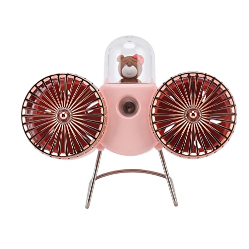 Pssopp USB -Desk -Lüfter, Dual -Design 3 Geschwindigkeiten Starker Windnachtlicht, Tragbarer Tischlüfter mit Nebelspray -Funktion, Ideal für Wohnheim -Wohnheim -Camping für Heimbüro (PINK) von Pssopp