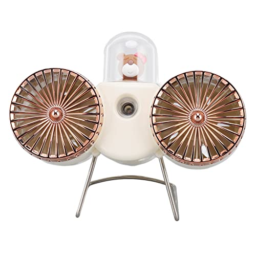 Pssopp USB -Desk -Lüfter, Dual -Design 3 Geschwindigkeiten Starker Windnachtlicht, Tragbarer Tischlüfter mit Nebelspray -Funktion, Ideal für Wohnheim -Wohnheim -Camping für Heimbüro (WHITE) von Pssopp