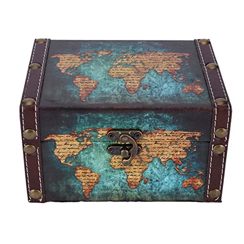 Pssopp Vintage Hölzerne Aufbewahrungsbox Hölzerne Aufbewahrungsbox Im Europäischen Stil Treasure Chest Box Schmuck Craft Collection Case Desktop Ornamente(#1) von Pssopp