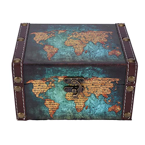 Pssopp Vintage Hölzerne Aufbewahrungsbox Hölzerne Aufbewahrungsbox Im Europäischen Stil Treasure Chest Box Schmuck Craft Collection Case Desktop Ornamente (#1) von Pssopp