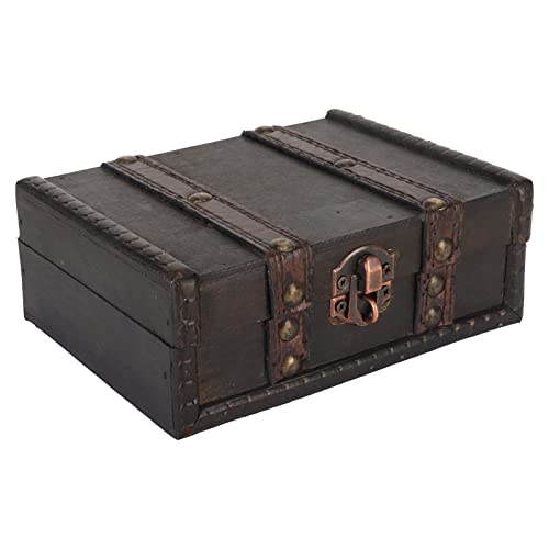 Pssopp Vintage Hölzerne Schatzkiste mit Schloss Zur Aufrechterhaltung von Armbändern und Superohrringen Zum Geburtstag oder Dekorativer Hochzeitsaufbewahrung von Pssopp