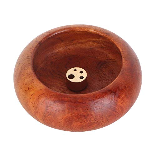 Runder Weihrauchhalter Mini vietnamesischer Weihrauchbrenner Holz hausgemachter Weihrauch Untertasse Teller Asche Catcher Schüssel Form Weihrauchhalter Buddhistisches Zubehör (1#) von Pssopp