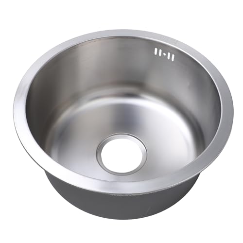 Rundspüle Edelstahlspüle 42cm Ø Küche Edelstahl Rundes Spülbecken Campingspüle Einbauspüle Spülbecken (Gebürstet) von Pssopp