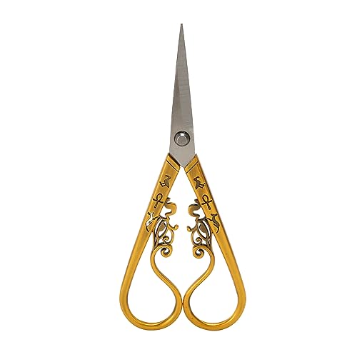 Stickschere Vintage Näh Schere 5,5inch Vintage Fadenschere Kleine Schere Handarbeitsschere für Handarbeiten, Nähen, Kunstwerk (Coffee Yellow) von Pssopp