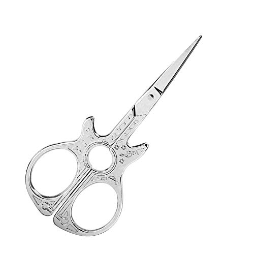 Stickschere Vintage Nähschere Fadenschere Kreative Gitarrenform Schere Edelstahl Handarbeitsschere für DIY Handwerk Nadel Arbeit Kunstwerk(Silber) von Pssopp