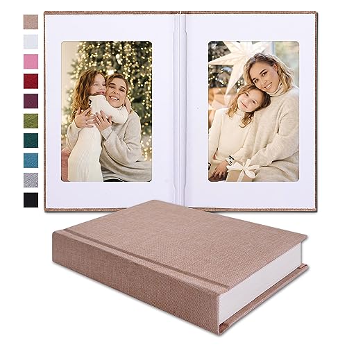 Pssoss Kleines 10,2 x 15,2 cm großes Fotoalbum mit Platz für 20 Fotos, ideal für Hochzeits-Themenalbum und Baby-Fotoalbum (Beige) von Pssoss