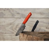 Von Hand Geschmiedete Tragen Messer Mit Fluoreszierende Orange Schuppen; 1095 Stahl, Schmied Aus Datei Geschmiedet von Psychedelphia