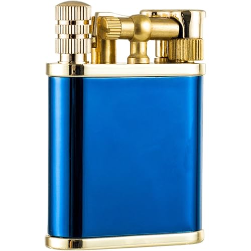 2-in-1-Permanentfeuerzeug mit Kerosin-Streichholz, Vintage-Trench-Feuerzeug mit winddichter, weicher Flamme und seitlichem Kipphebelzünder für Kerzen, Camping und Wandern(Blue) von Psyfwznkny