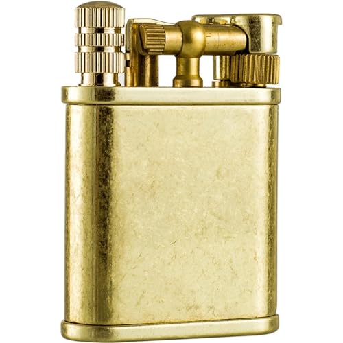2-in-1-Permanentfeuerzeug mit Kerosin-Streichholz, Vintage-Trench-Feuerzeug mit winddichter, weicher Flamme und seitlichem Kipphebelzünder für Kerzen, Camping und Wandern(Gold1) von Psyfwznkny